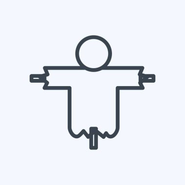 Yumuşak mavi arkaplanda izole edilmiş moda satır biçiminde Korkutma Crow Simgesi