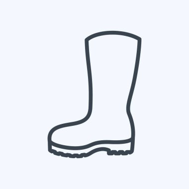 Bahçıvanlık Boots Simgesi modayı takip eden çizgi biçiminde yumuşak mavi arkaplanda izole