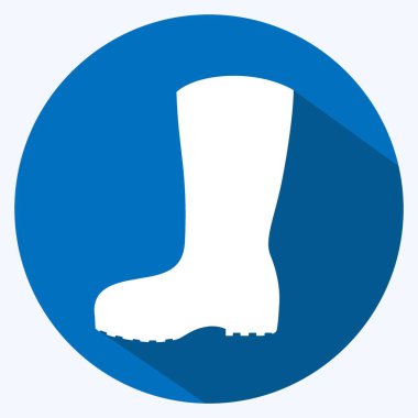 Bahçe Botları Simgesi yumuşak mavi arkaplanda izole edilmiş modaya uygun uzun gölge biçimi