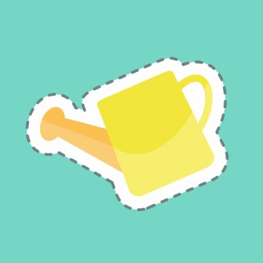 Moda satırında sulama aracı etiketi mavi arkaplanda izole edildi