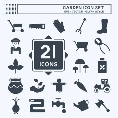 Yumuşak mavi arkaplanda izole edilmiş modaya uygun kabartma biçiminde bahçe simgesi belirlendi