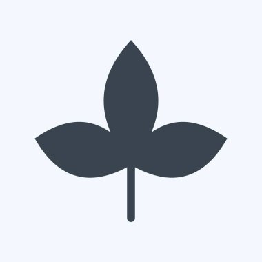 Sonbahar Yaprak Simgesi modaya uygun kabartma biçiminde yumuşak mavi arkaplanda izole edilmiş