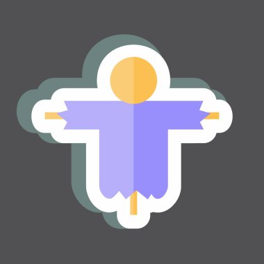 Korkutma Kargası Etiketi siyah arkaplanda izole edildi