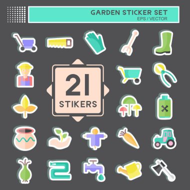 Bahçe Etiketi Siyah arkaplanda İzole Edilmiş Moda Ayarlandı