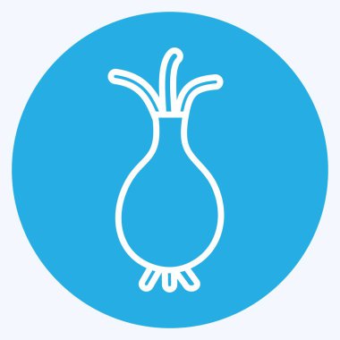 Yumuşak mavi arkaplanda izole edilmiş, modaya uygun mavi gözlü sebze simgesi