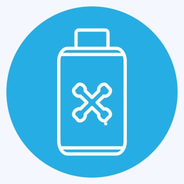 Modaya uygun mavi gözlü böcek ilacı Şişe Simgesi yumuşak mavi arkaplanda izole