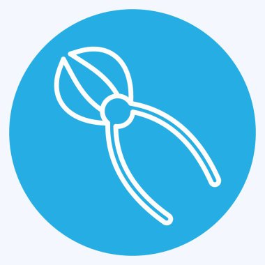 Yumuşak mavi arkaplanda izole edilmiş modaya uygun mavi gözlü Cutter Simgesi