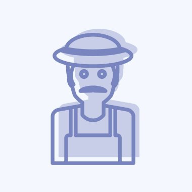 Bahçıvan Simgesi yumuşak mavi arkaplanda izole edilmiş iki ton tarzında