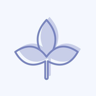 Sonbahar Yaprak Simgesi yumuşak mavi arkaplanda izole edilmiş iki ton tarzında