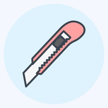 Kağıt Kesicisi Simgesi yumuşak mavi arkaplanda izole edilmiş moda renk arkadaşı biçimi