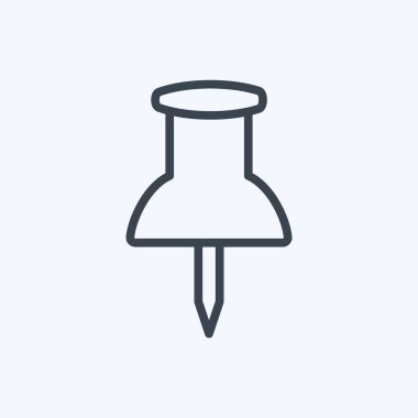 Yumuşak mavi arkaplanda izole edilmiş moda satır biçiminde başparmak iğnesi simgesi