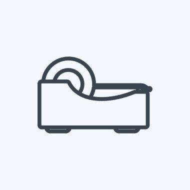 Yumuşak mavi arkaplanda izole edilmiş moda satır biçimindeki teyp simgesi