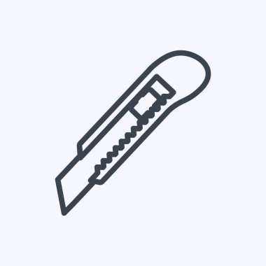 Kağıt Kesicisi Simgesi yumuşak mavi arkaplanda izole edilmiş moda satır biçimi