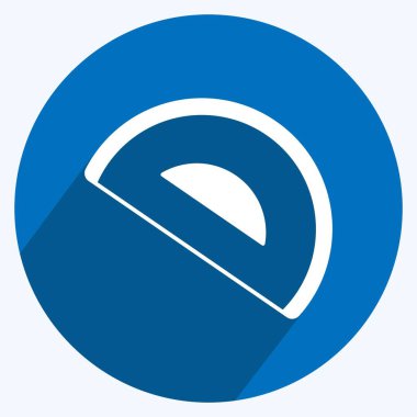 Yumuşak mavi arkaplanda izole edilmiş modaya uygun uzun gölge biçiminde açılır simge