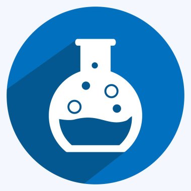 Yumuşak mavi arkaplanda izole edilmiş modaya uygun uzun gölge biçiminde Yuvarlak Alt Matarası Simgesi