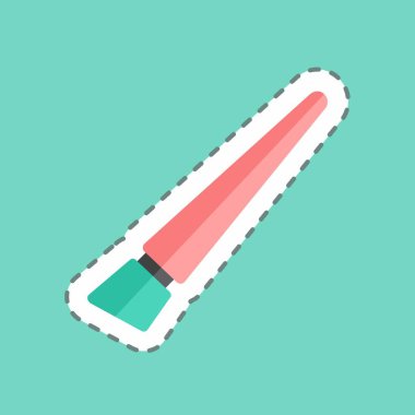 Moda satırında boya fırçası I Etiketi mavi arkaplanda izole edildi