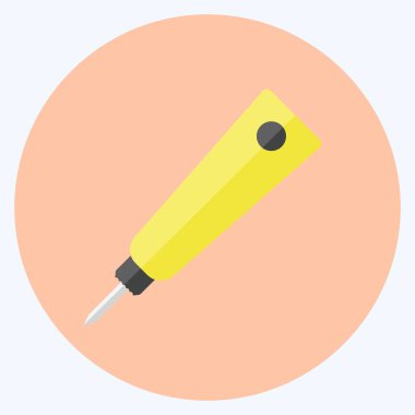 Yumuşak mavi arkaplanda izole edilmiş modaya uygun düz biçimdeki tüp simgesi