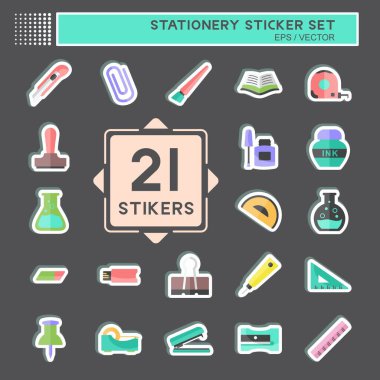 Kırtasiye Etiketi Siyah arkaplanda izole edilmiş modaya göre ayarlandı