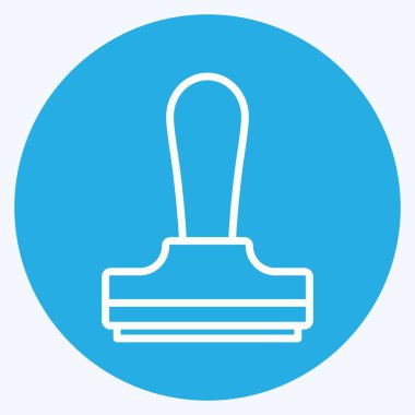 Yumuşak mavi arkaplanda izole edilmiş moda mavi gözlü Mürekkep Damgası Simgesi