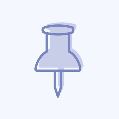 Yumuşak mavi arkaplanda izole edilmiş iki tonlu başparmak iğnesi simgesi simgesi