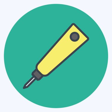 Yumuşak mavi arkaplanda izole edilmiş moda renk eşleşmesi biçimindeki tüp simgesi