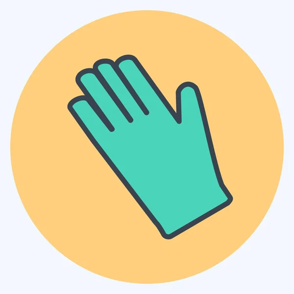 Ikona Rękawic Ogrodowych Modnym Stylu Mate Odizolowany Miękkim Niebieskim Tle — Wektor stockowy