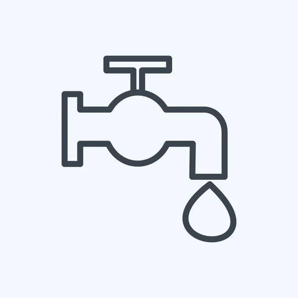 Water Tap Icon Trendy Line Style Isolated Soft Blue Background — Archivo Imágenes Vectoriales
