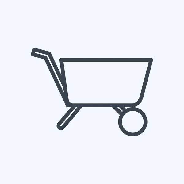 Garden Cart Icon Trendy Line Style Isolated Soft Blue Background — Archivo Imágenes Vectoriales