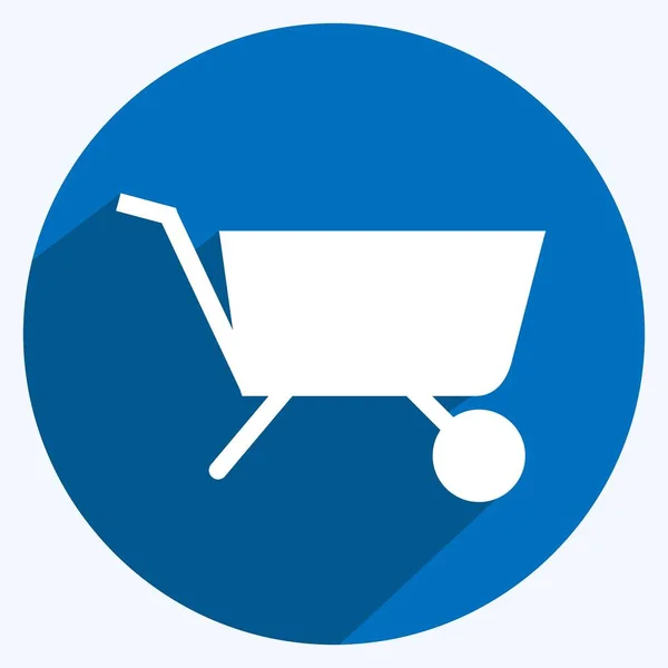 Garden Cart Icon Trendy Long Shadow Style Isolated Soft Blue — Archivo Imágenes Vectoriales
