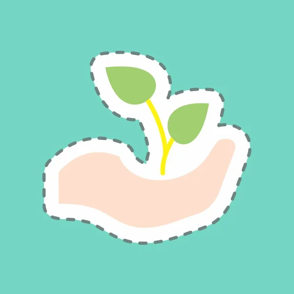 Plantation Sticker Trendy Line Cut Isolated Blue Background — Vetor de Stock