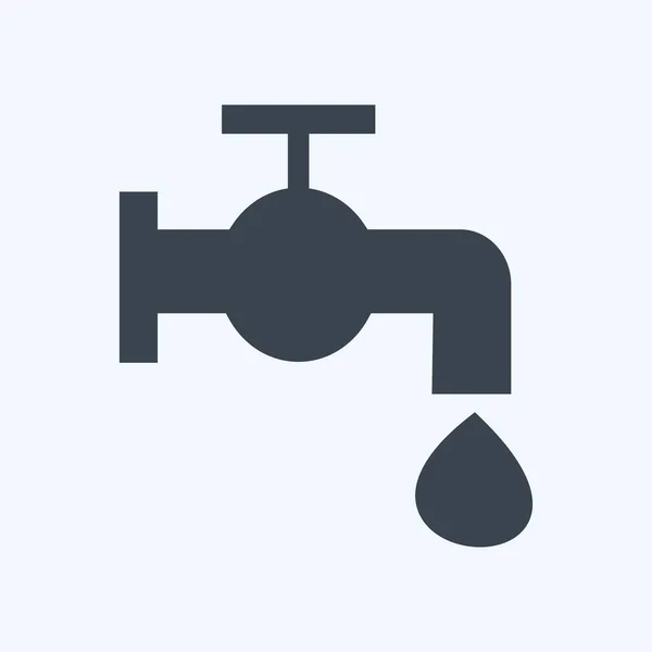 Water Tap Icon Trendy Glyph Style Isolated Soft Blue Background — Archivo Imágenes Vectoriales