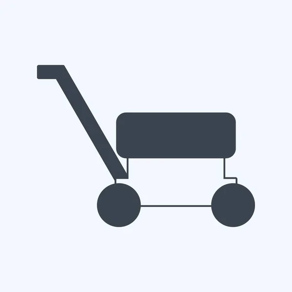 Lawn Mower Icon Trendy Glyph Style Isolated Soft Blue Background — стоковый вектор