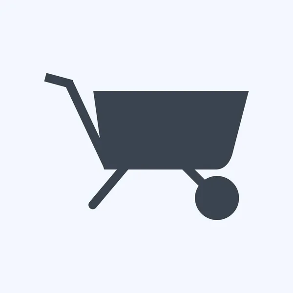 Garden Cart Icon Trendy Glyph Style Isolated Soft Blue Background — Vector de stock