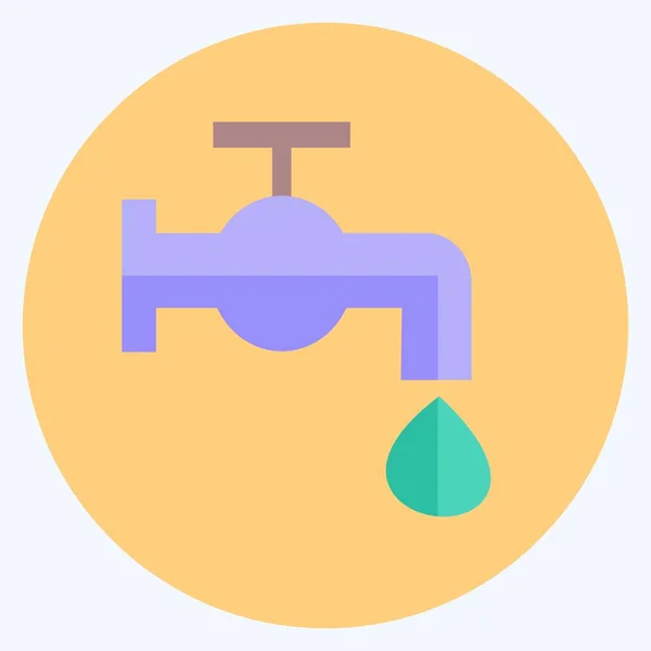 Water Tap Icon Trendy Flat Style Isolated Soft Blue Background — Stockvektor