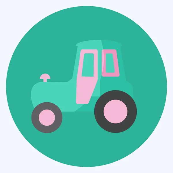 Tractor Icon Trendy Flat Style Isolated Soft Blue Background — Vetor de Stock