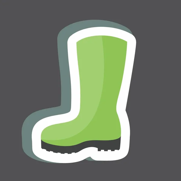 Gardening Boots Sticker Trendy Isolated Black Background — Stock vektor