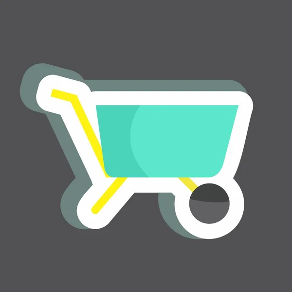 Garden Cart Sticker Trendy Isolated Black Background — Archivo Imágenes Vectoriales