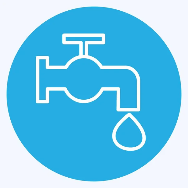 Water Tap Icon Trendy Blue Eyes Style Isolated Soft Blue — Vector de stock