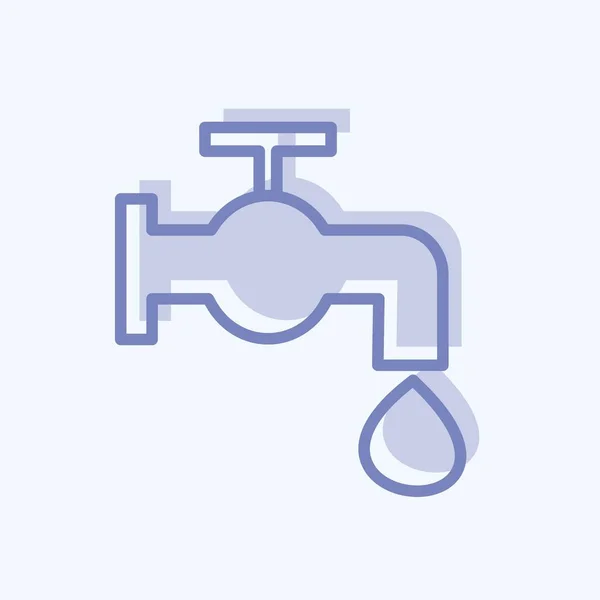 Water Tap Icon Trendy Two Tone Style Isolated Soft Blue — Stock Vector