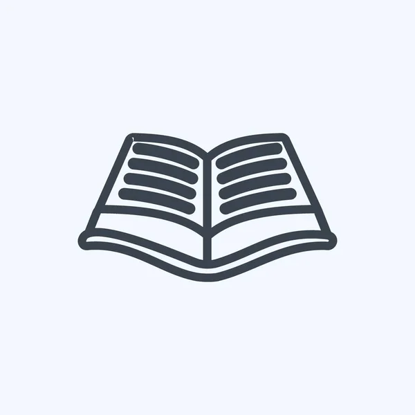 Open Book Icon Trendy Line Style Isolated Soft Blue Background — 스톡 벡터