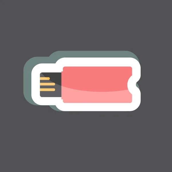 Flash Drive Sticker Trendy Isolated Black Background — ストックベクタ