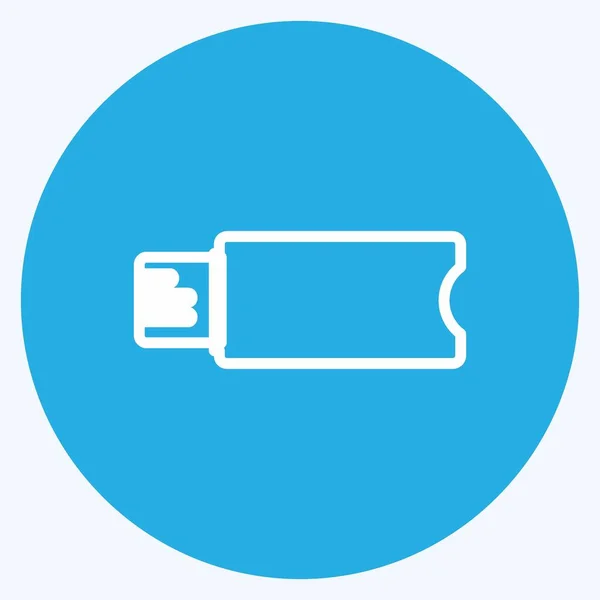 Flash Drive Icono Estilo Moda Ojos Azules Aislados Sobre Fondo — Vector de stock