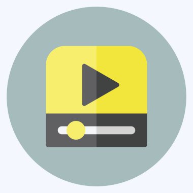Simge Video Oynatıcı. Web arayüzü sembolü için uygun. Düz stil. Basit dizayn edilebilir. tasarım şablonu.