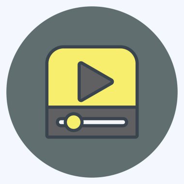 Simge Video Oynatıcı. Web arayüzü sembolü için uygun. renk arkadaşı stili. Basit dizayn edilebilir. tasarım şablonu.