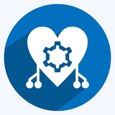 Simgesel Sibernetik. Veri analizi sembolü için uygun. Uzun gölge tarzı. Basit dizayn edilebilir. tasarım şablonu. Basit gösterim