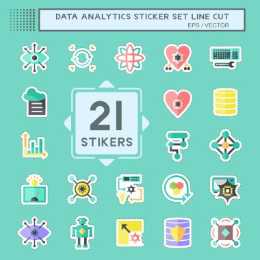 Veri Analiz Etiketi çizgi kesme seti. Veri analizi sembolü için uygun. Basit dizayn edilebilir. tasarım şablonu. Basit gösterim