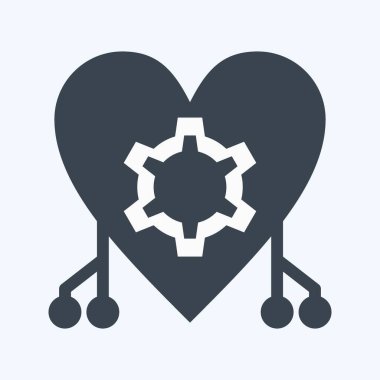 Simgesel Sibernetik. Veri analizi sembolü için uygun. Kabartma tarzı. Basit dizayn edilebilir. tasarım şablonu. Basit gösterim