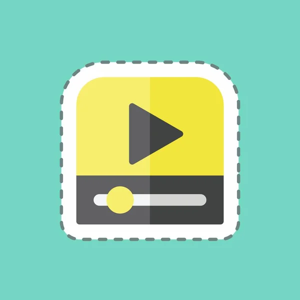 Sticker Line Cut Video Player Suitable Web Interface Symbol Simple — Stockvektor