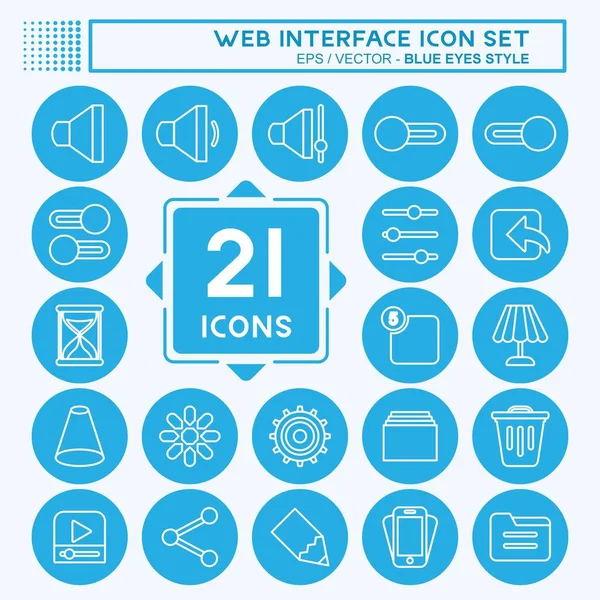 Web Arayüz Simgesi Ayarlandı. Web arayüzü sembolü için uygun. Mavi gözlü. Basit dizayn edilebilir. tasarım şablonu. Basit gösterim