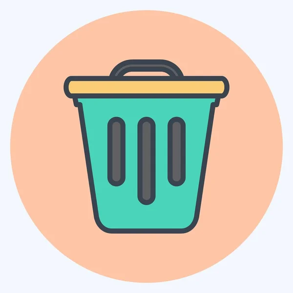 Icon Trash Suitable Web Interface Symbol Color Mate Style Simple — Archivo Imágenes Vectoriales